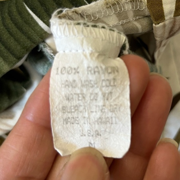 Paradise Bay Vintage Men’s Hawaiian Aloha Shirt M White Green Floral - Picture 7 of 13